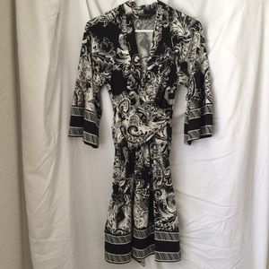 BCBGmaxazria faux Wrap Dress Black White XS